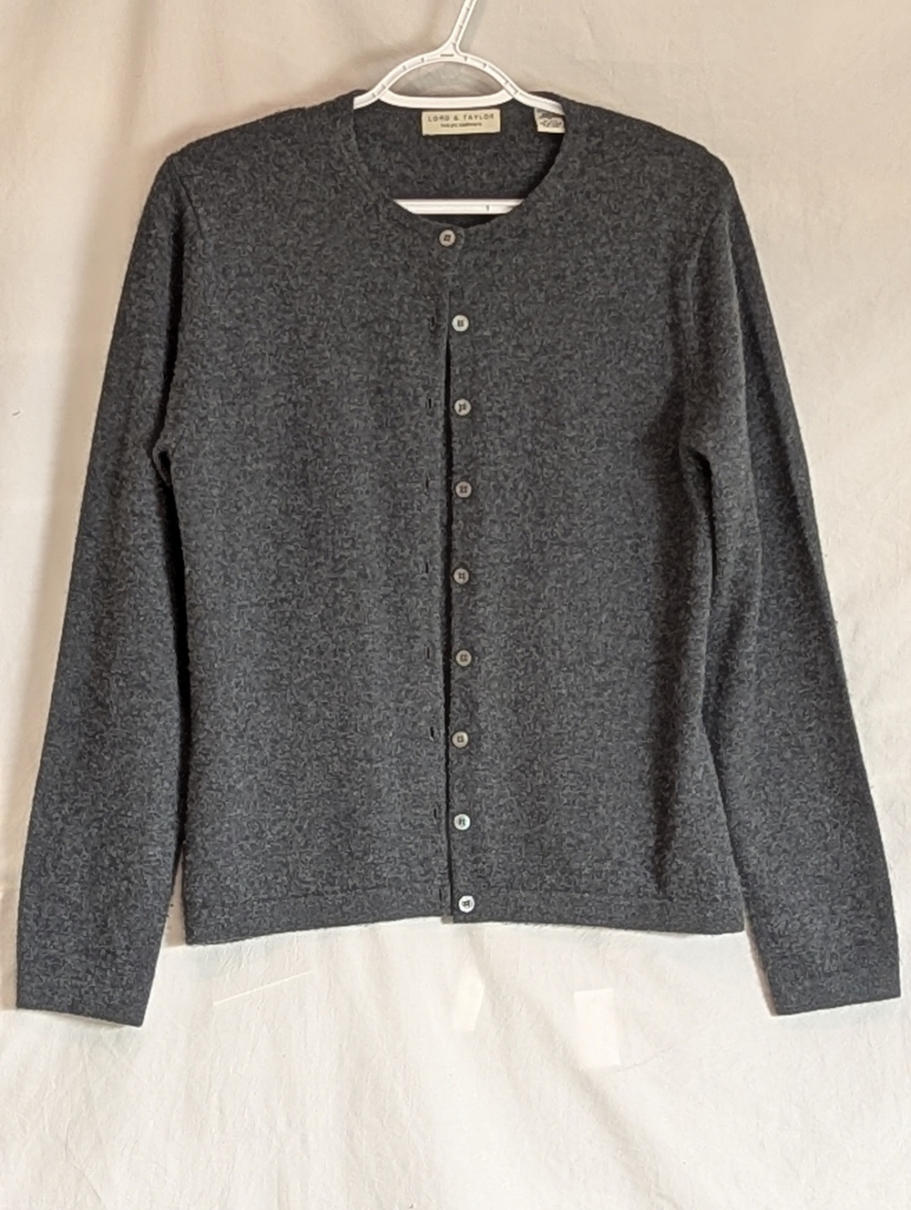 Lord & Taylor Gray Cashmere Cardigan Sweater Size M - Picture 7 of 7